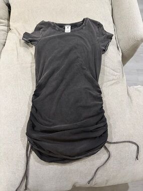 PINK Victoria's Secret Black Ruched Side-Tie T-Shirt Dress